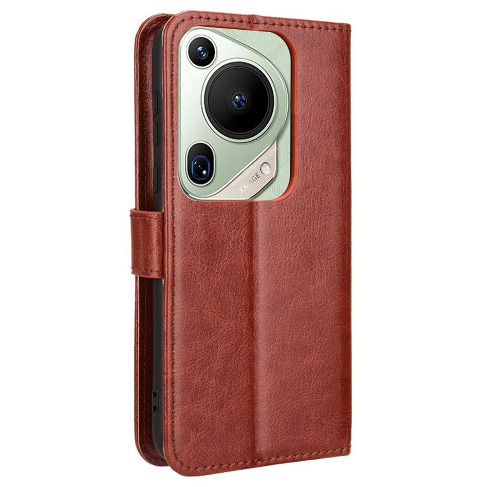 For Huawei Pura 70 Pro / 70 Pro+ / 70 Ultra Leather Case Crazy Horse Texture Wallet Phone Cover - Brown