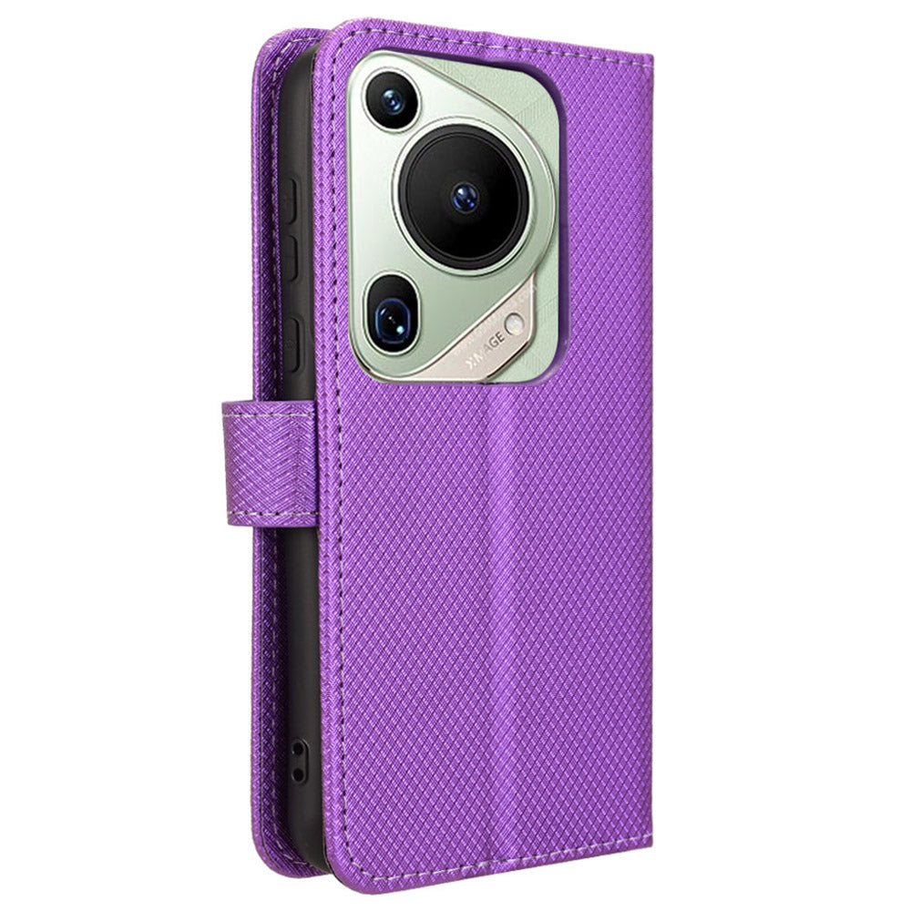 For Huawei Pura 70 Pro / 70 Pro+ / 70 Ultra Case Diamond Texture Phone Leather Cover - Purple