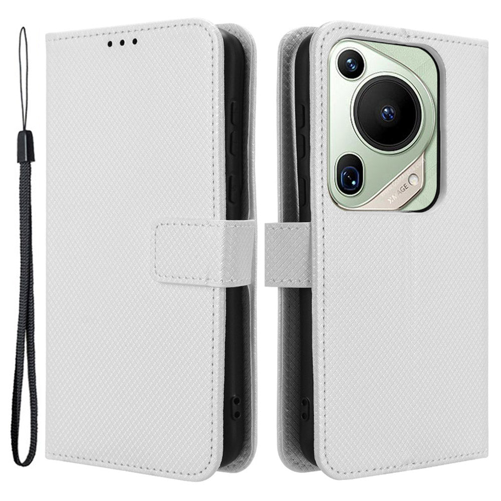 For Huawei Pura 70 Pro / 70 Pro+ / 70 Ultra Case Diamond Texture Phone Leather Cover - White