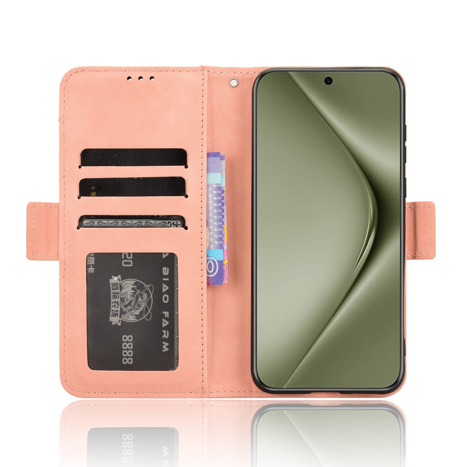 For Huawei Pura 70 Pro / 70 Pro+ / 70 Ultra Leather Case Multiple Card Slots Phone Cover - Pink