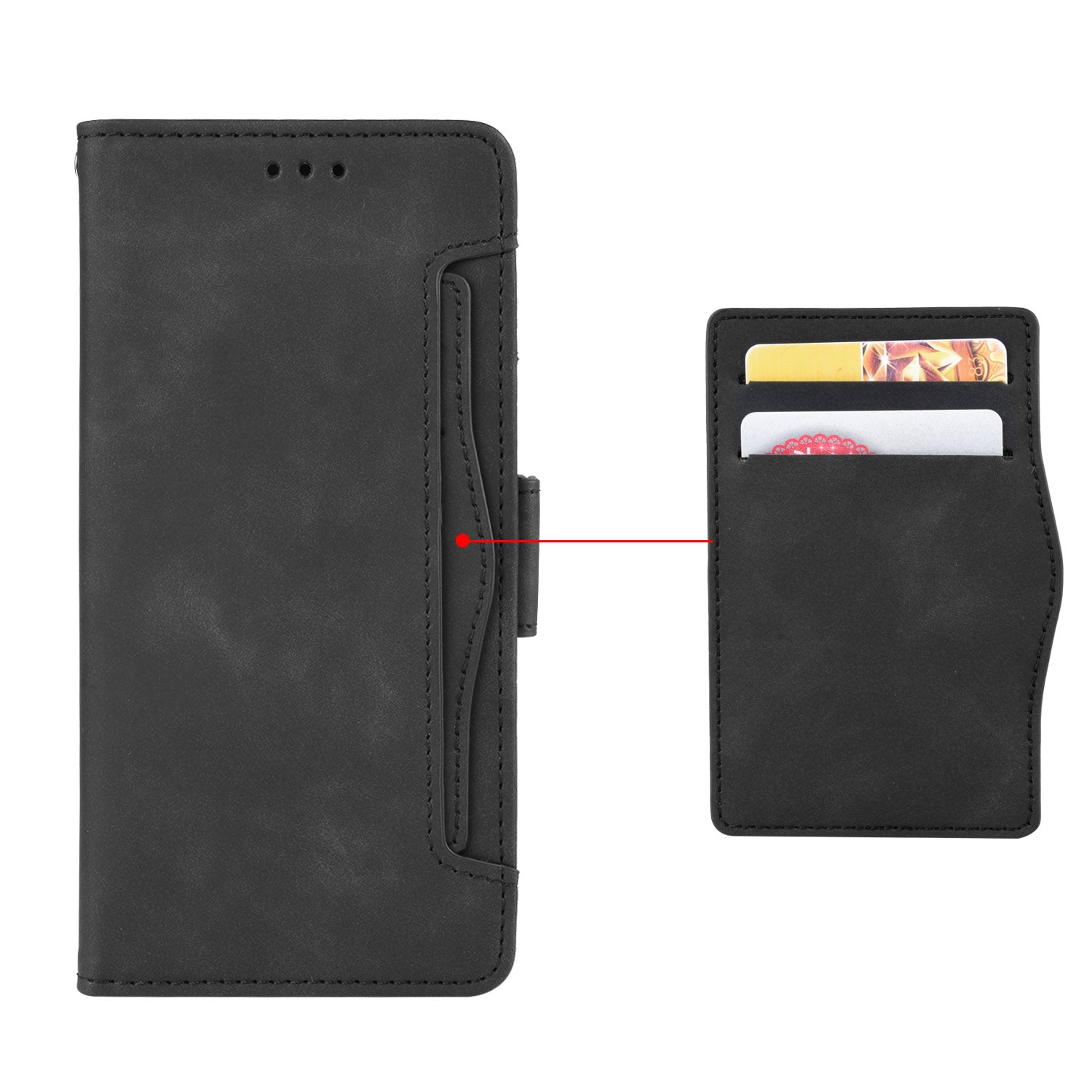 For Huawei Pura 70 Pro / 70 Pro+ / 70 Ultra Leather Case Multiple Card Slots Phone Cover - Black