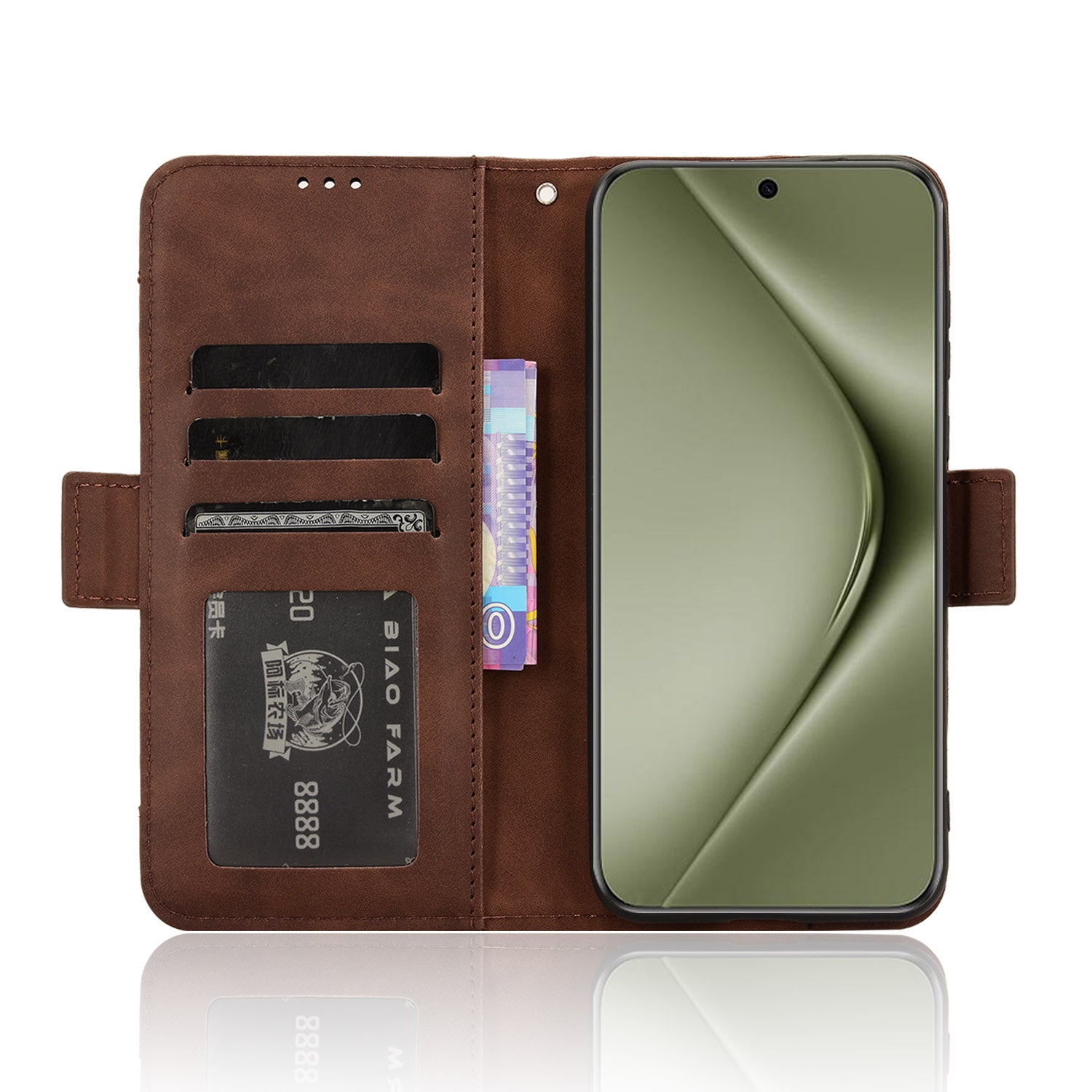 For Huawei Pura 70 Pro / 70 Pro+ / 70 Ultra Leather Case Multiple Card Slots Phone Cover - Brown