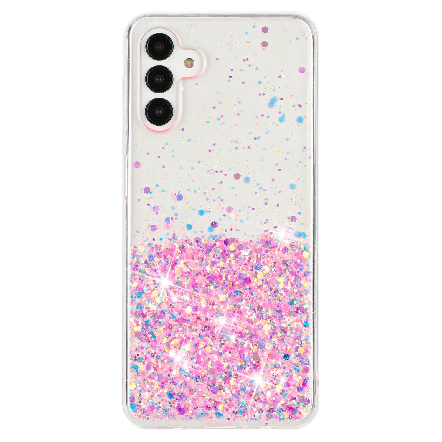 For Samsung Galaxy S24 Case Sparkle Sequins Luminous Epoxy TPU Phone Cover - Pink