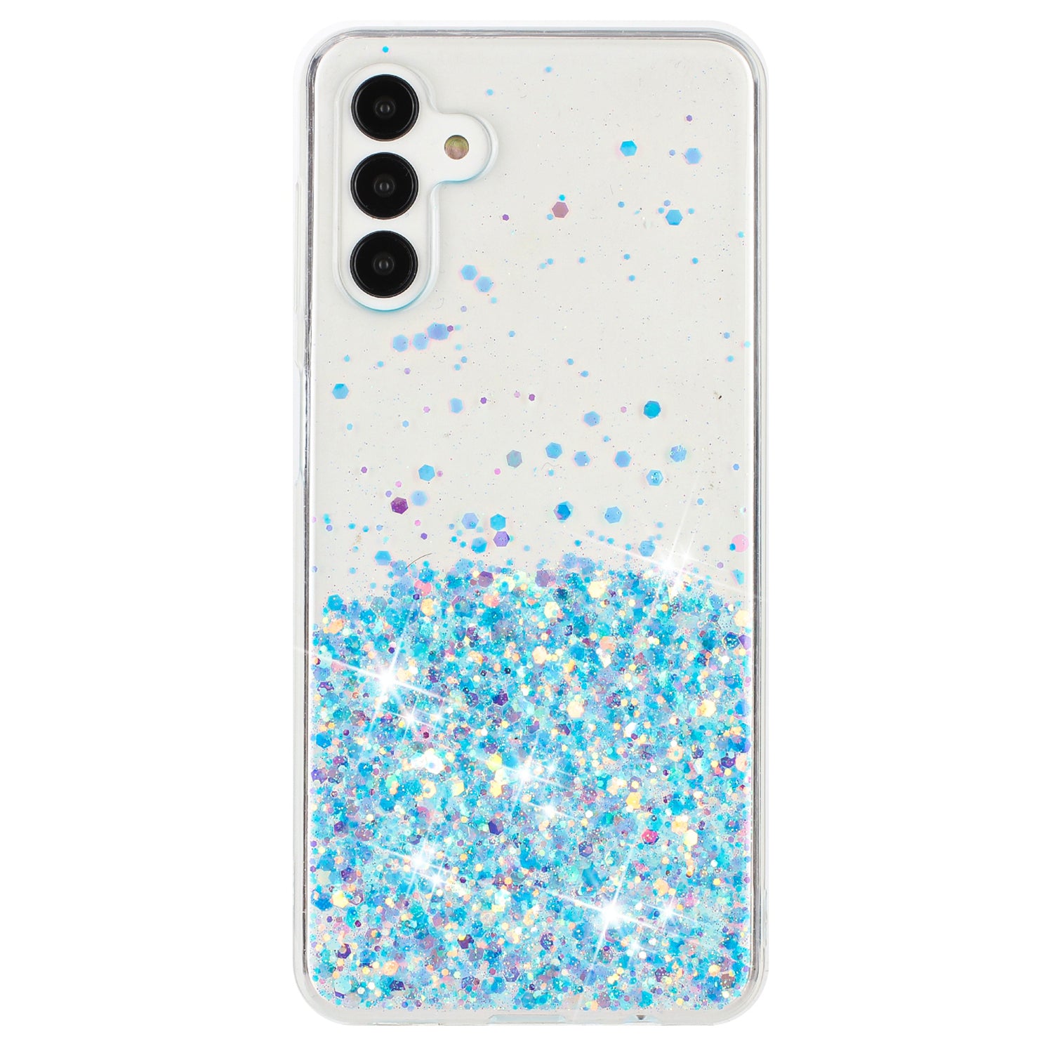For Samsung Galaxy S24 Case Sparkle Sequins Luminous Epoxy TPU Phone Cover - Blue