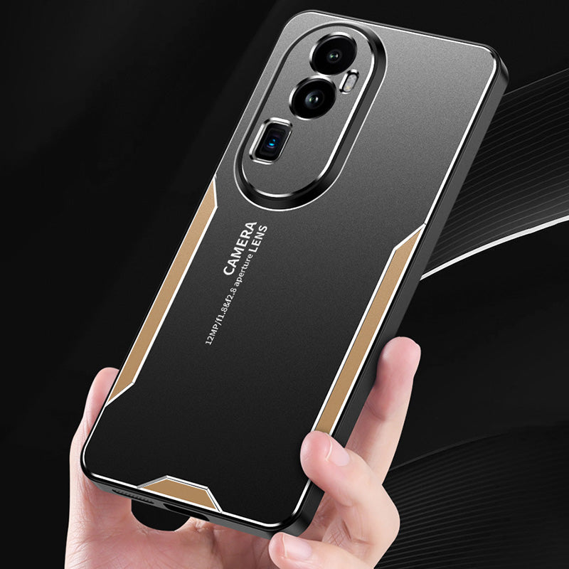 For Oppo Reno10 Pro+ 5G Case Aluminum Alloy Matte Back Phone Cover - Gold