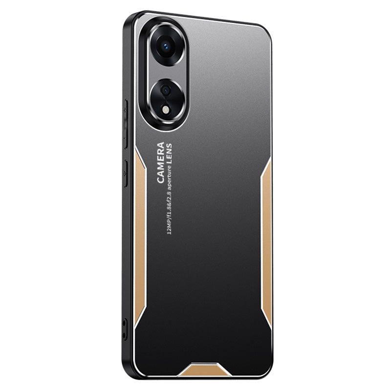 For Oppo A1 Pro 5G Case Aluminum Alloy+PC+TPU Drop Resistant Matte Phone Cover - Gold