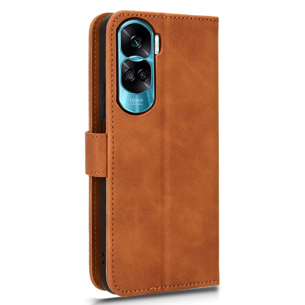 For Honor 90 Lite 5G / X50i 5G Case Skin Touch Feeling Leather Wallet Stand Phone Cover - Brown