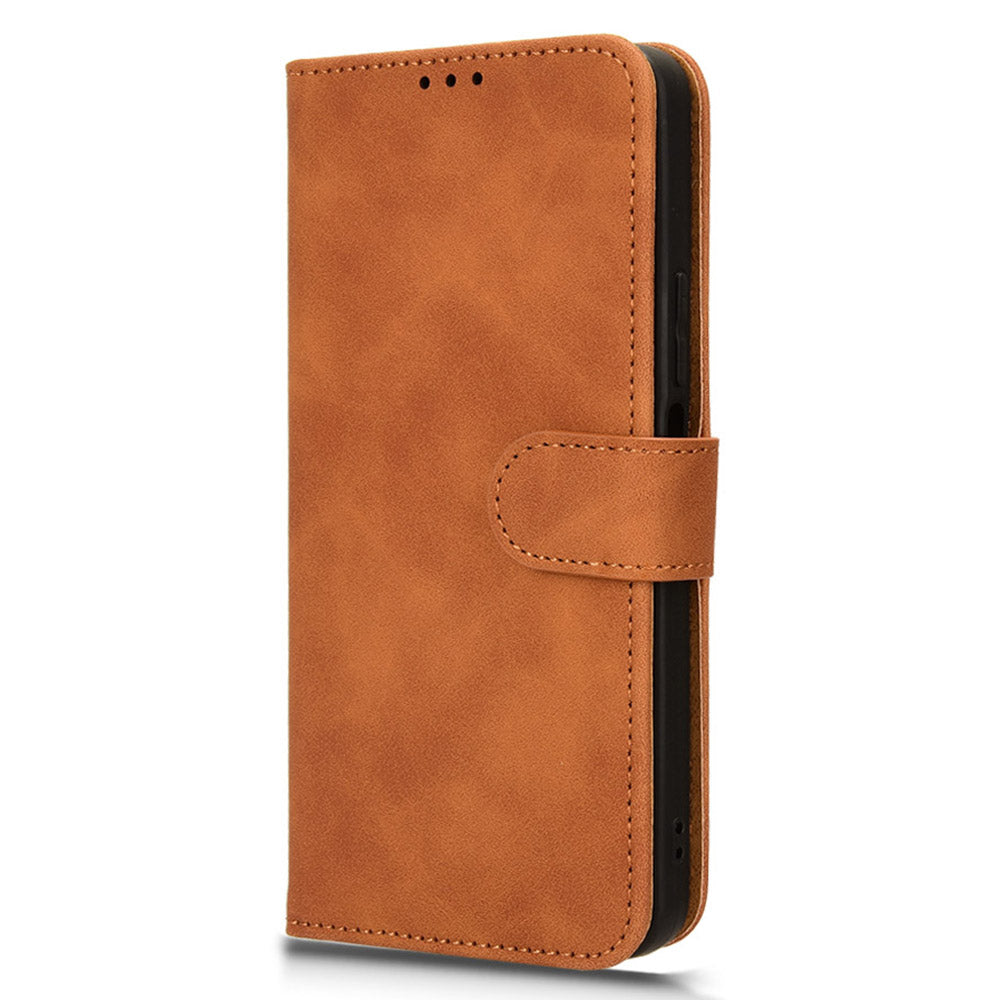 For Honor 90 Lite 5G / X50i 5G Case Skin Touch Feeling Leather Wallet Stand Phone Cover - Brown