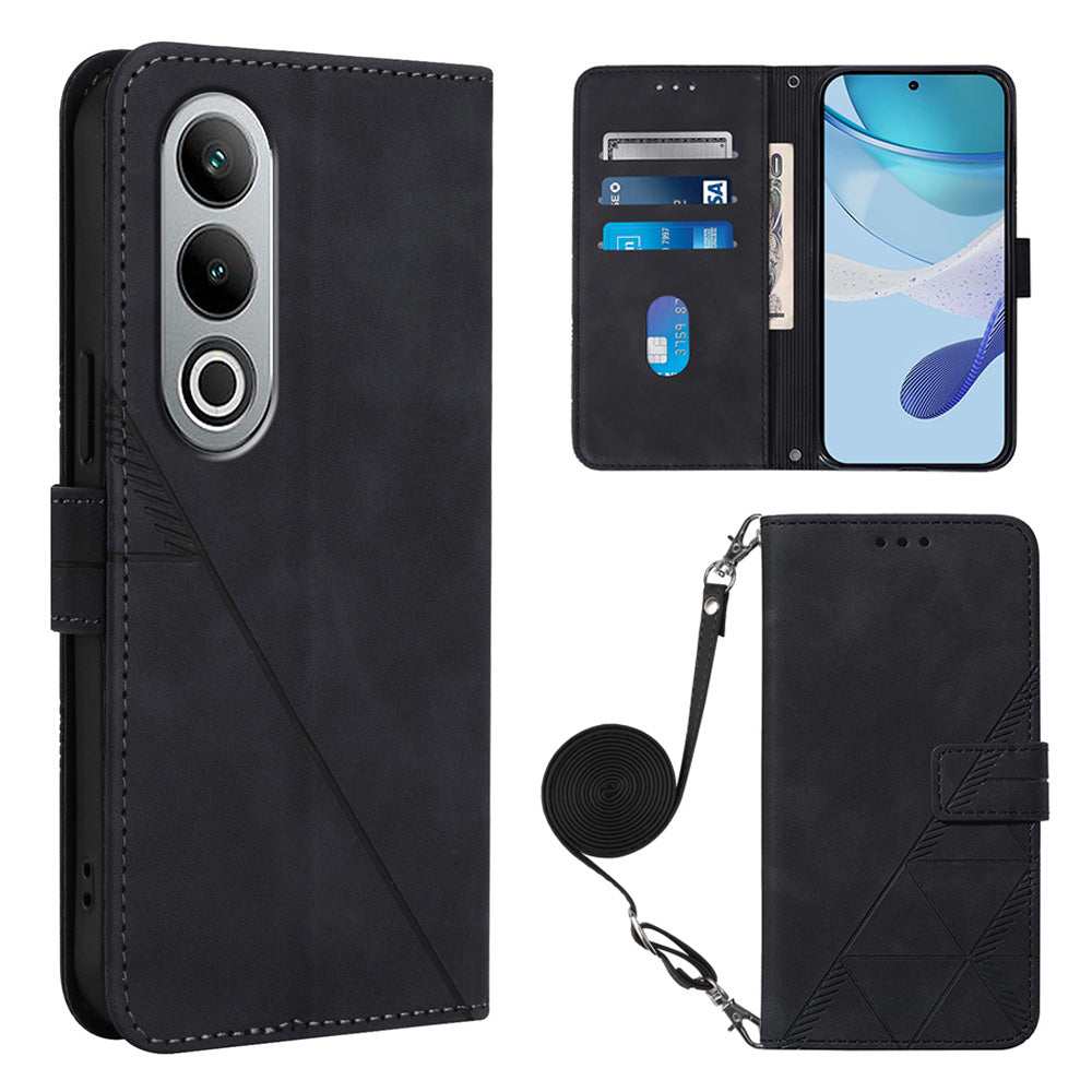 YB Imprinting Series-2 for OnePlus Nord CE4 5G Leather Wallet Case Crossbody Phone Cover - Black