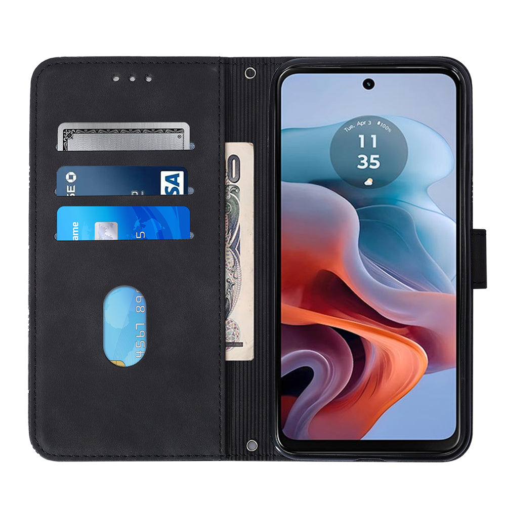YB Imprinting Series-2 for OnePlus Nord CE4 5G Leather Wallet Case Crossbody Phone Cover - Black