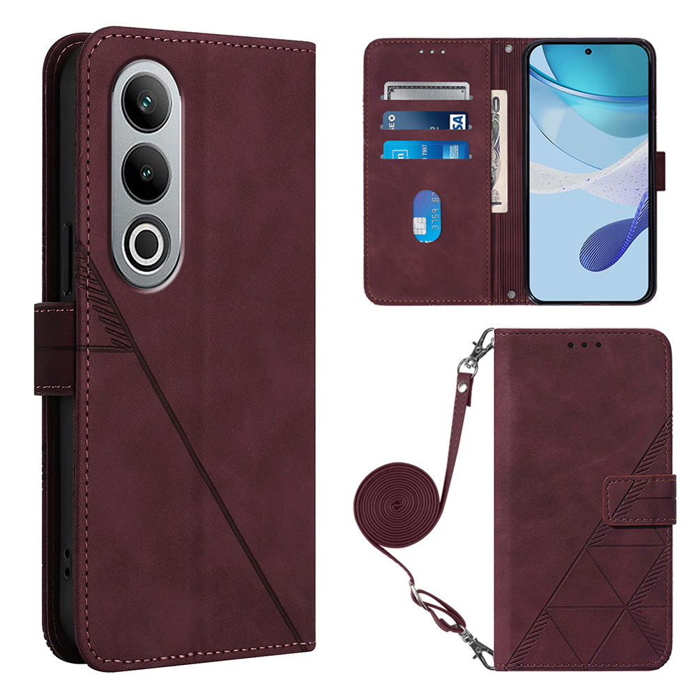 YB Imprinting Series-2 for OnePlus Nord CE4 5G Leather Wallet Case Crossbody Phone Cover - Wine Red