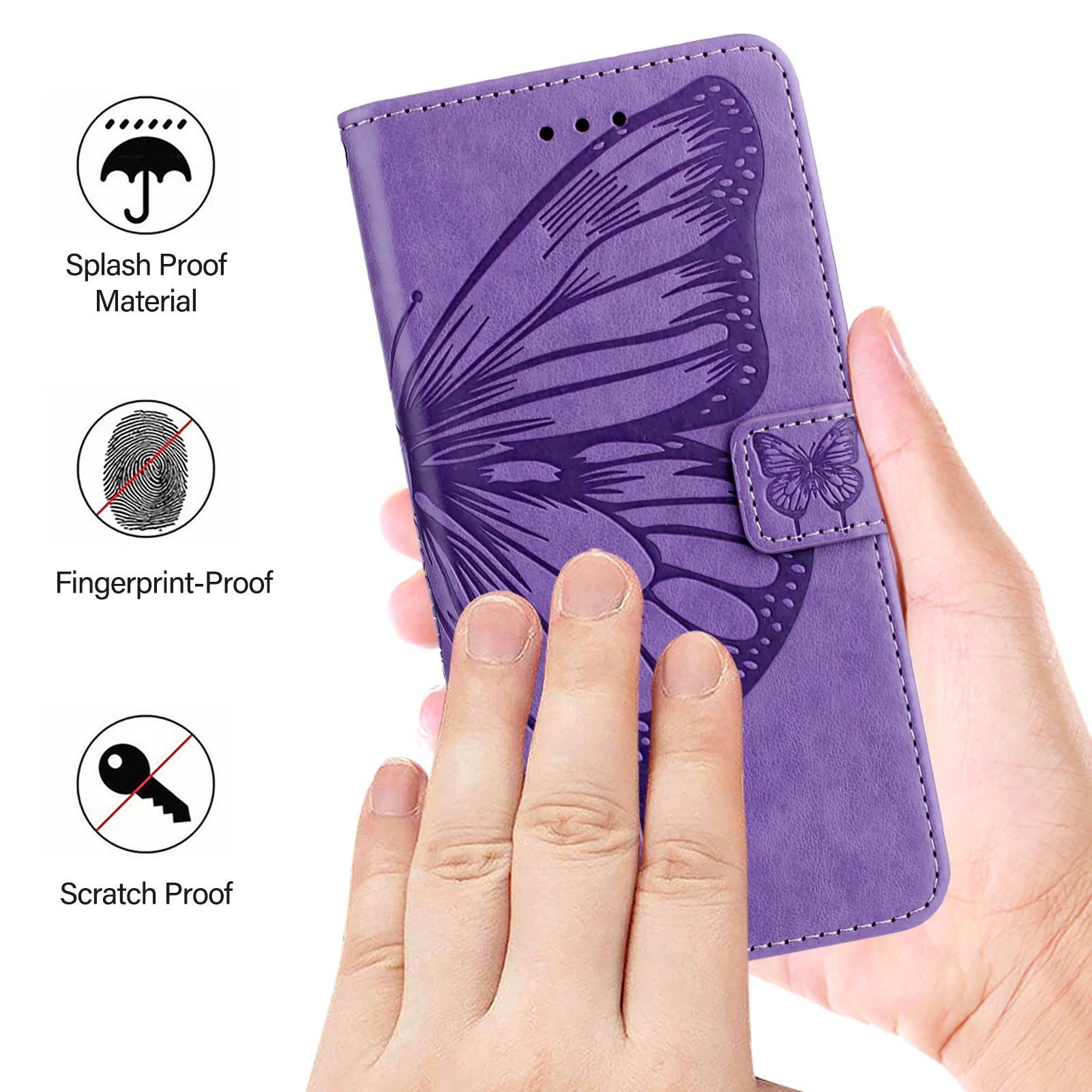 YB Imprinting Series-4 For OnePlus Nord CE4 5G Leather Case Stand Wallet Butterfly Phone Cover - Light Purple