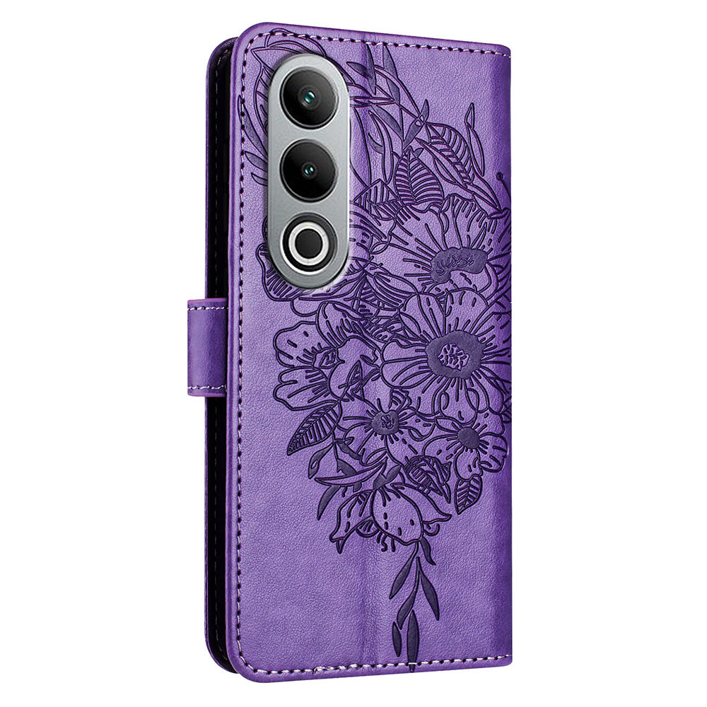 YB Imprinting Series-4 For OnePlus Nord CE4 5G Leather Case Stand Wallet Butterfly Phone Cover - Light Purple
