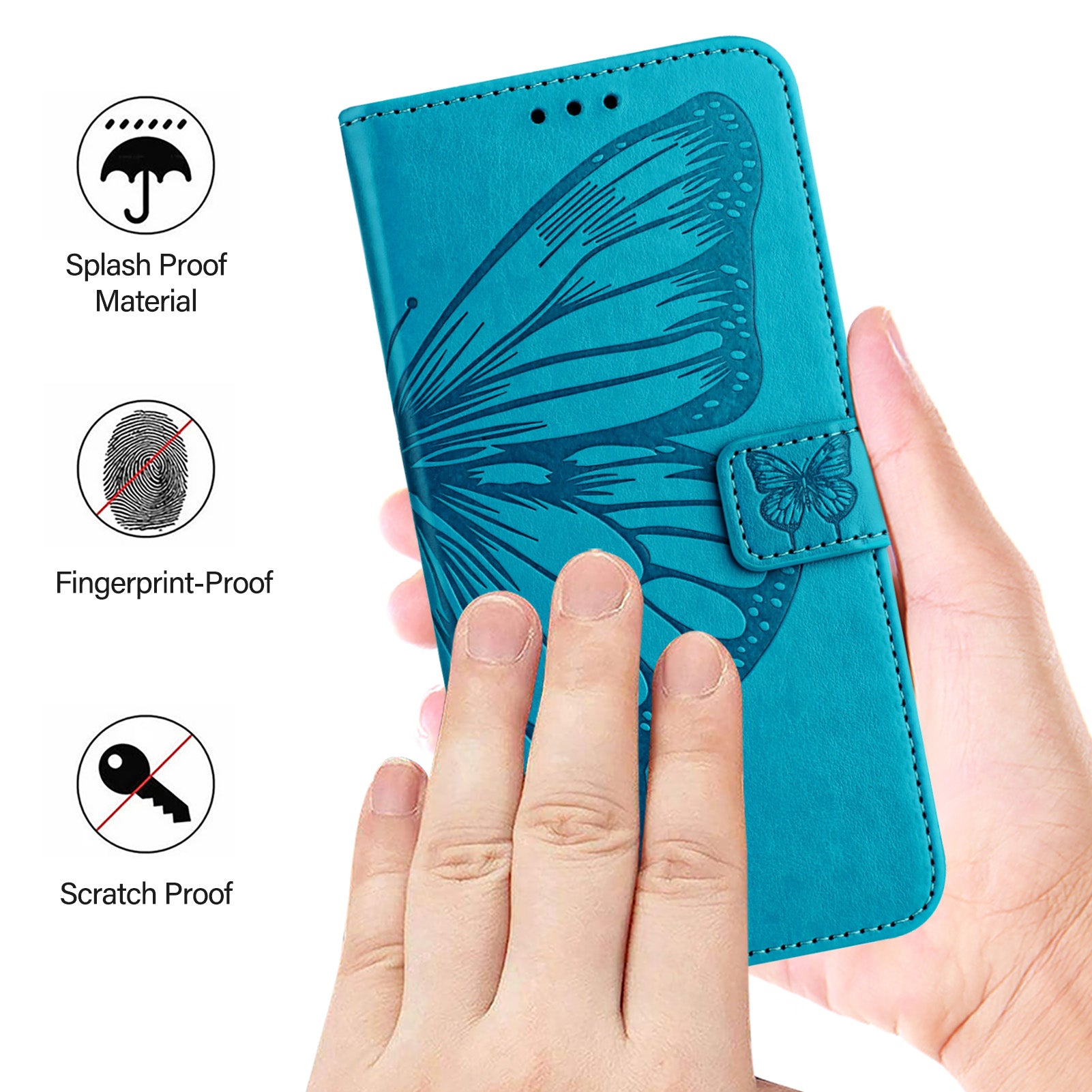 YB Imprinting Series-4 For OnePlus Nord CE4 5G Leather Case Stand Wallet Butterfly Phone Cover - Blue