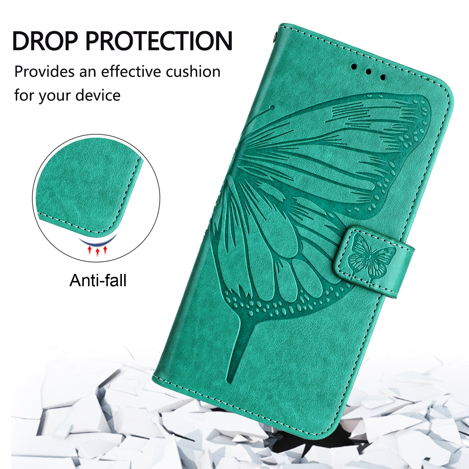 YB Imprinting Series-4 For OnePlus Nord CE4 5G Leather Case Stand Wallet Butterfly Phone Cover - Green