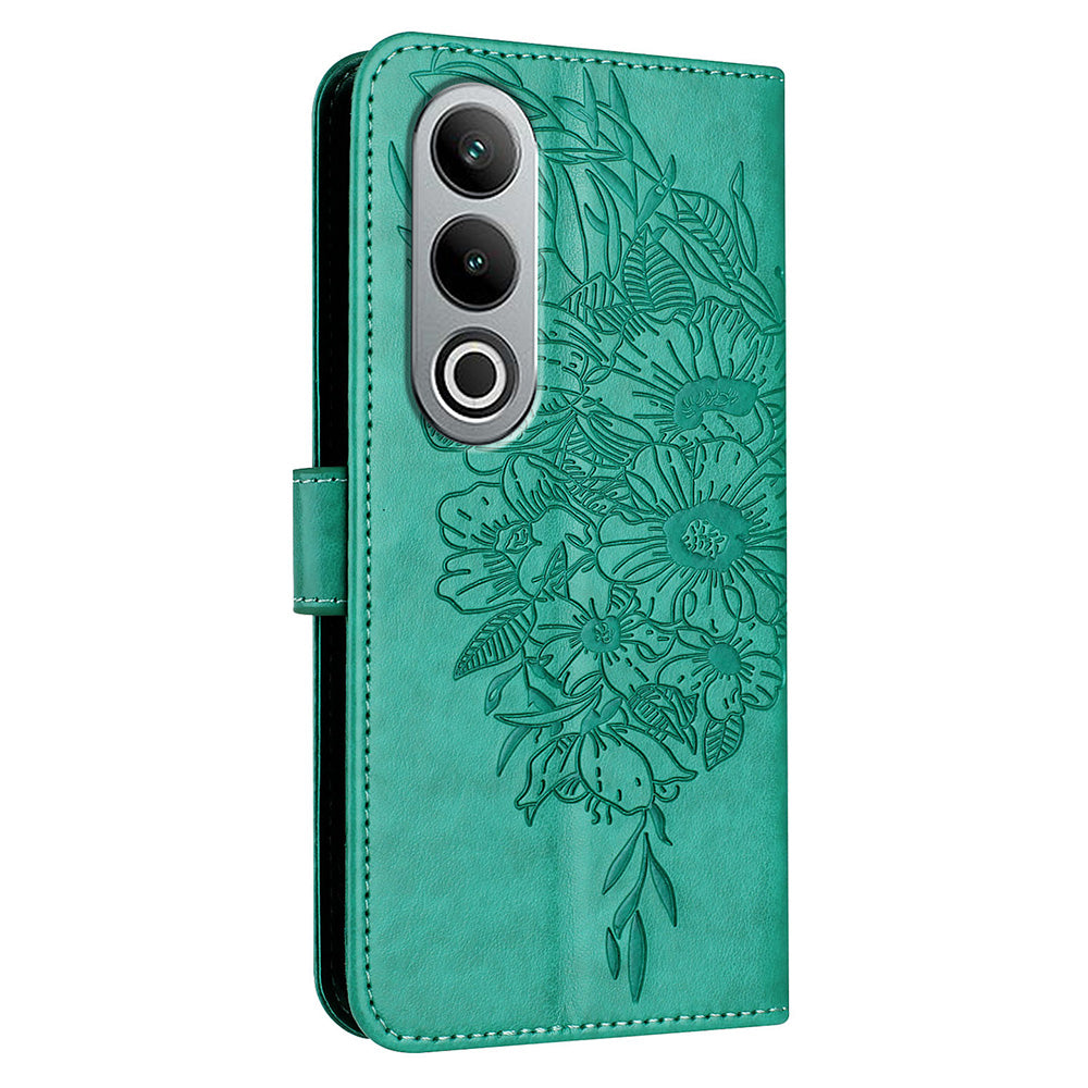 YB Imprinting Series-4 For OnePlus Nord CE4 5G Leather Case Stand Wallet Butterfly Phone Cover - Green