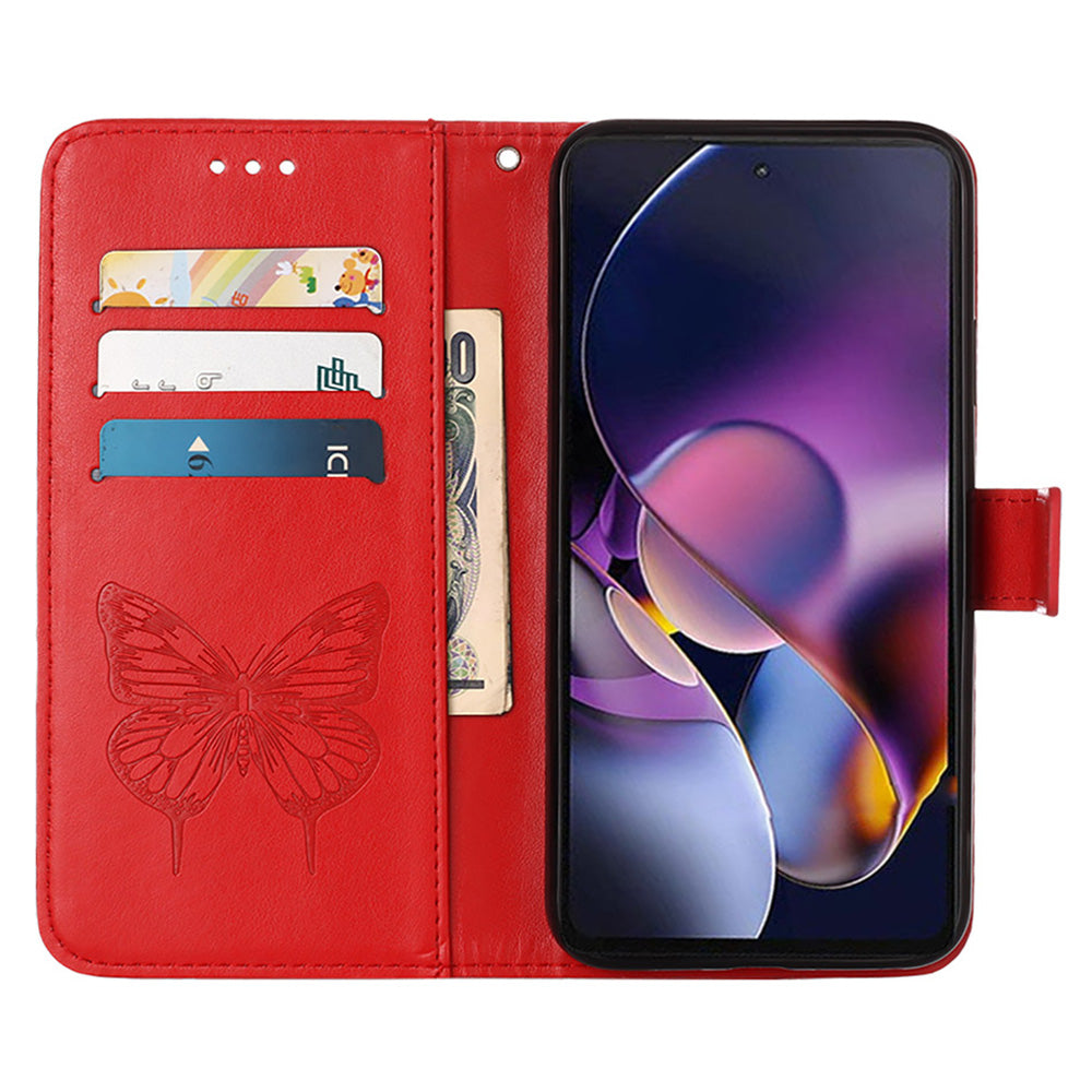 YB Imprinting Series-4 For OnePlus Nord CE4 5G Leather Case Stand Wallet Butterfly Phone Cover - Red