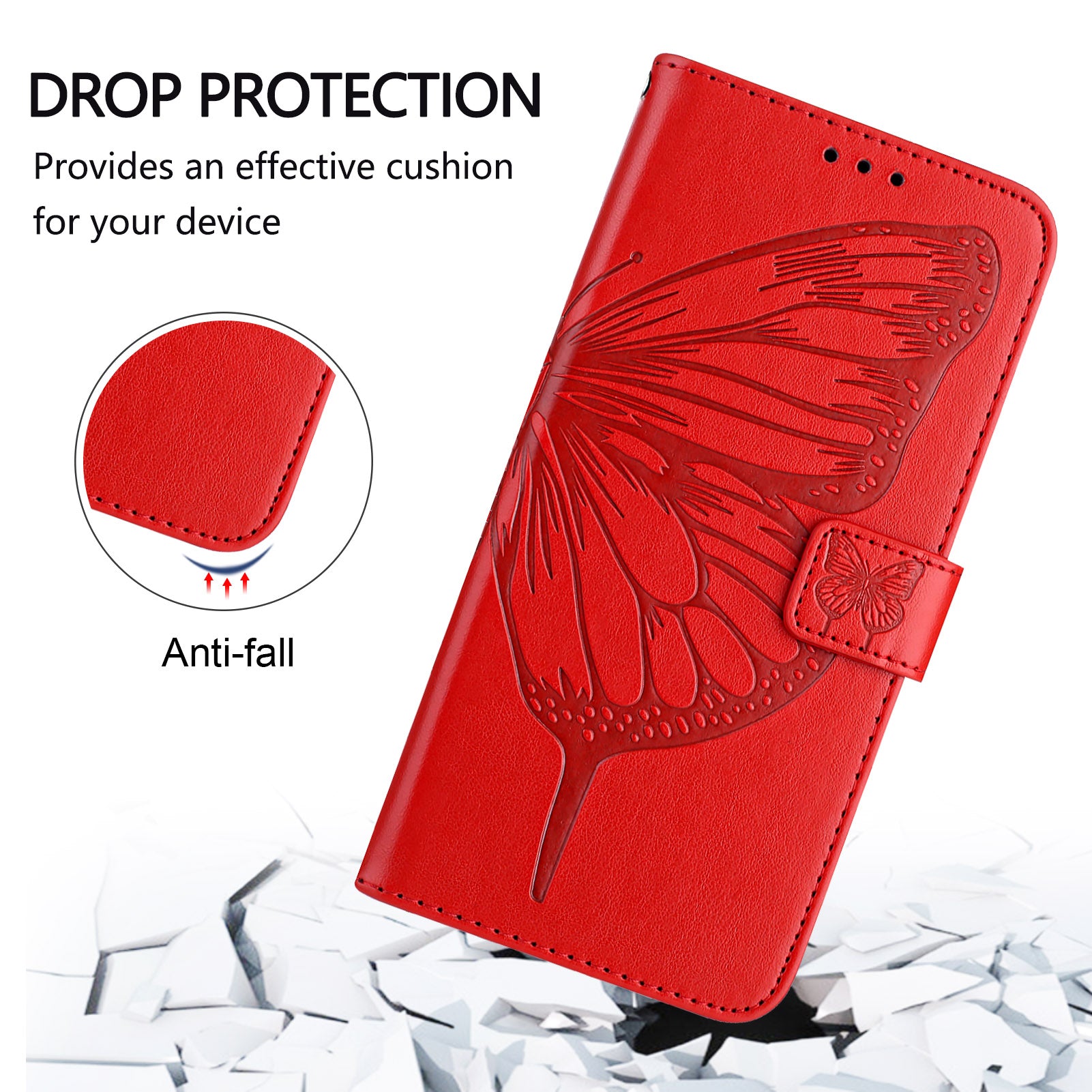 YB Imprinting Series-4 For OnePlus Nord CE4 5G Leather Case Stand Wallet Butterfly Phone Cover - Red