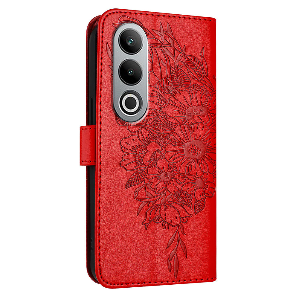 YB Imprinting Series-4 For OnePlus Nord CE4 5G Leather Case Stand Wallet Butterfly Phone Cover - Red