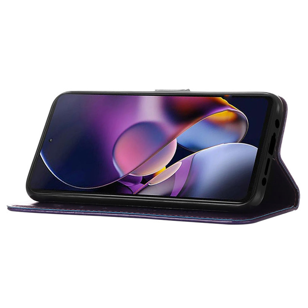 YB Imprinting Series-4 For OnePlus Nord CE4 5G Leather Case Stand Wallet Butterfly Phone Cover - Dark Purple
