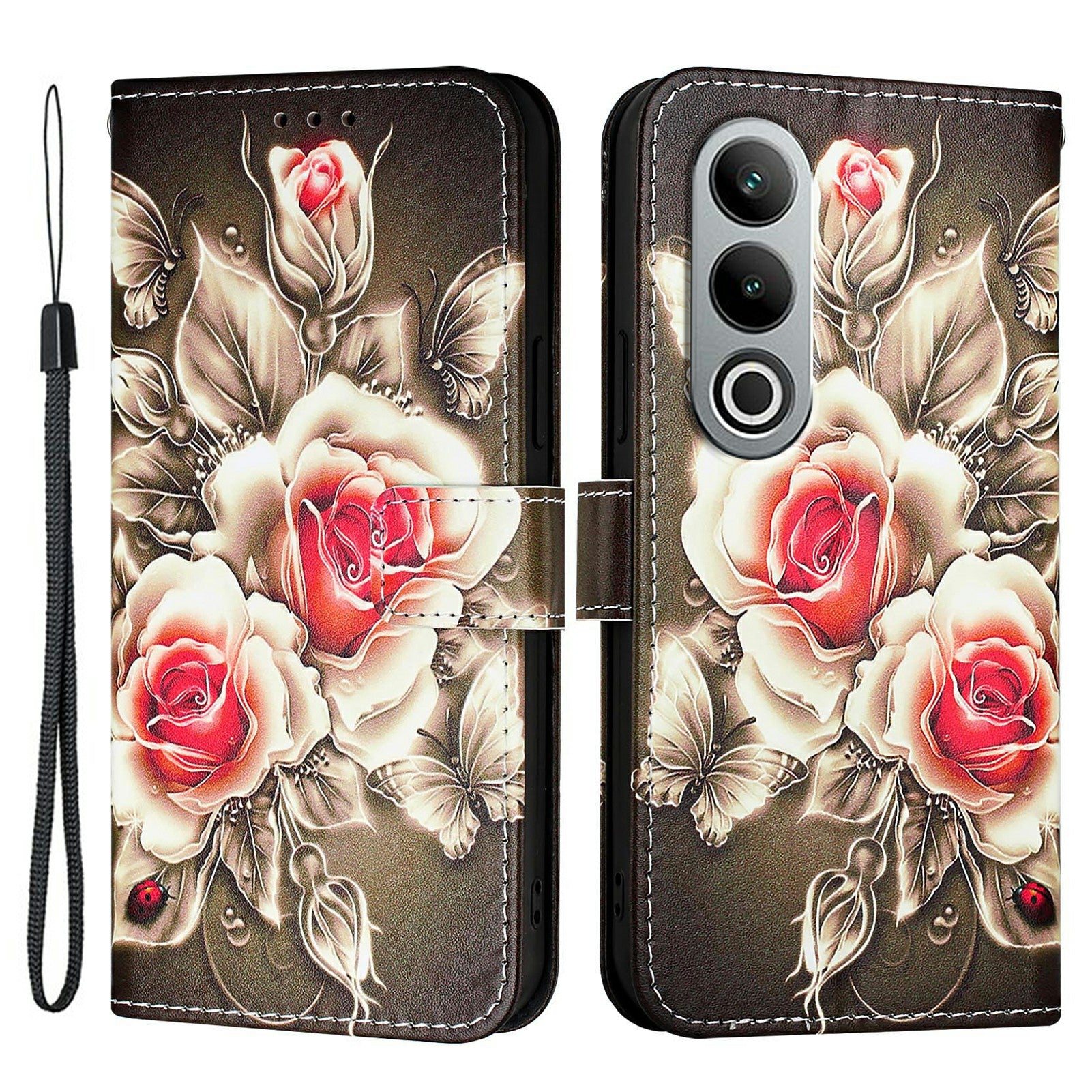 YB Pattern Printing Leather Series-4 for OnePlus Nord CE4 5G Case Anti-scratch Leather Flip Phone Cover - Rose