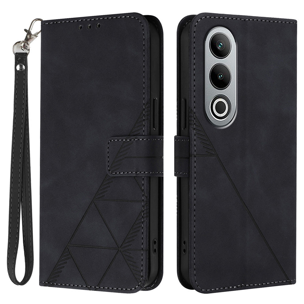 YB Imprinting Series-1 For OnePlus Nord CE4 5G Leather Wallet Case Phone Cover with Strap - Black