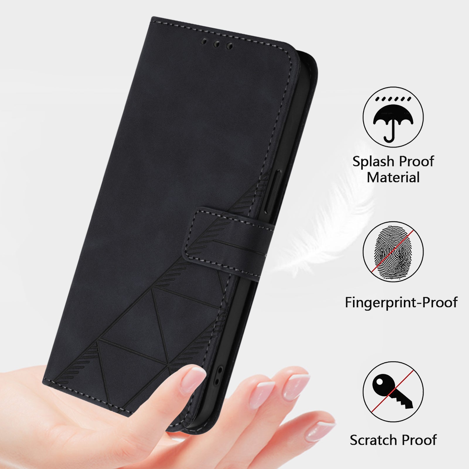 YB Imprinting Series-1 For OnePlus Nord CE4 5G Leather Wallet Case Phone Cover with Strap - Black