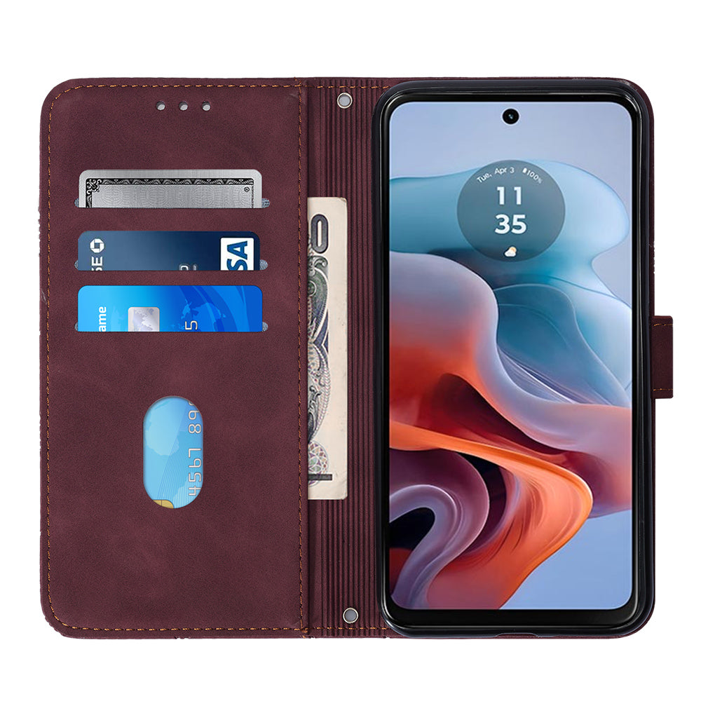 YB Imprinting Series-1 For OnePlus Nord CE4 5G Leather Wallet Case Phone Cover with Strap - Wine Red