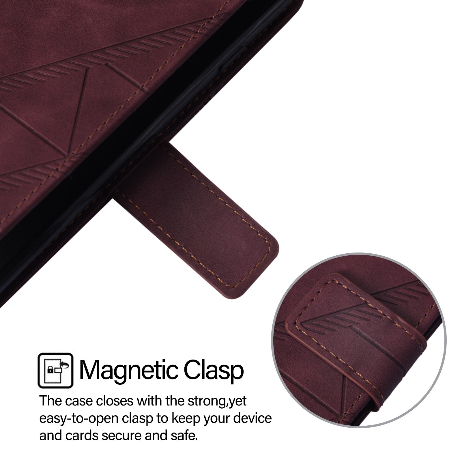 YB Imprinting Series-1 For OnePlus Nord CE4 5G Leather Wallet Case Phone Cover with Strap - Wine Red