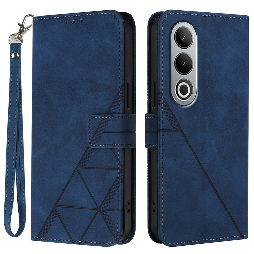 YB Imprinting Series-1 For OnePlus Nord CE4 5G Leather Wallet Case Phone Cover with Strap - Sapphire