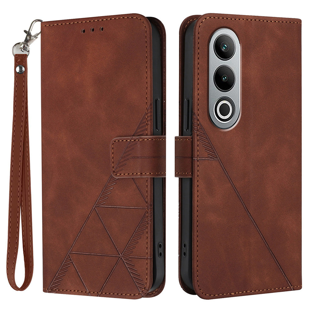 YB Imprinting Series-1 For OnePlus Nord CE4 5G Leather Wallet Case Phone Cover with Strap - Brown