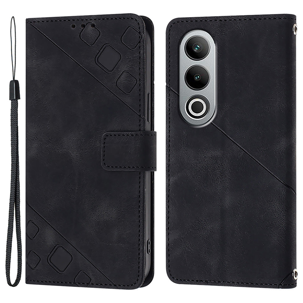 PT005 YB Imprinting Series-6 For OnePlus Nord CE4 5G Case PU Leather Skin-Touch Flip Wallet Phone Cover - Black