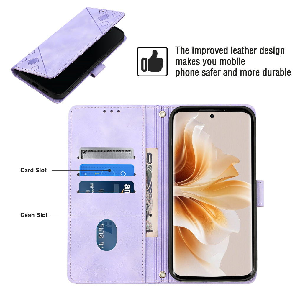 PT005 YB Imprinting Series-6 For OnePlus Nord CE4 5G Case PU Leather Skin-Touch Flip Wallet Phone Cover - Light Purple