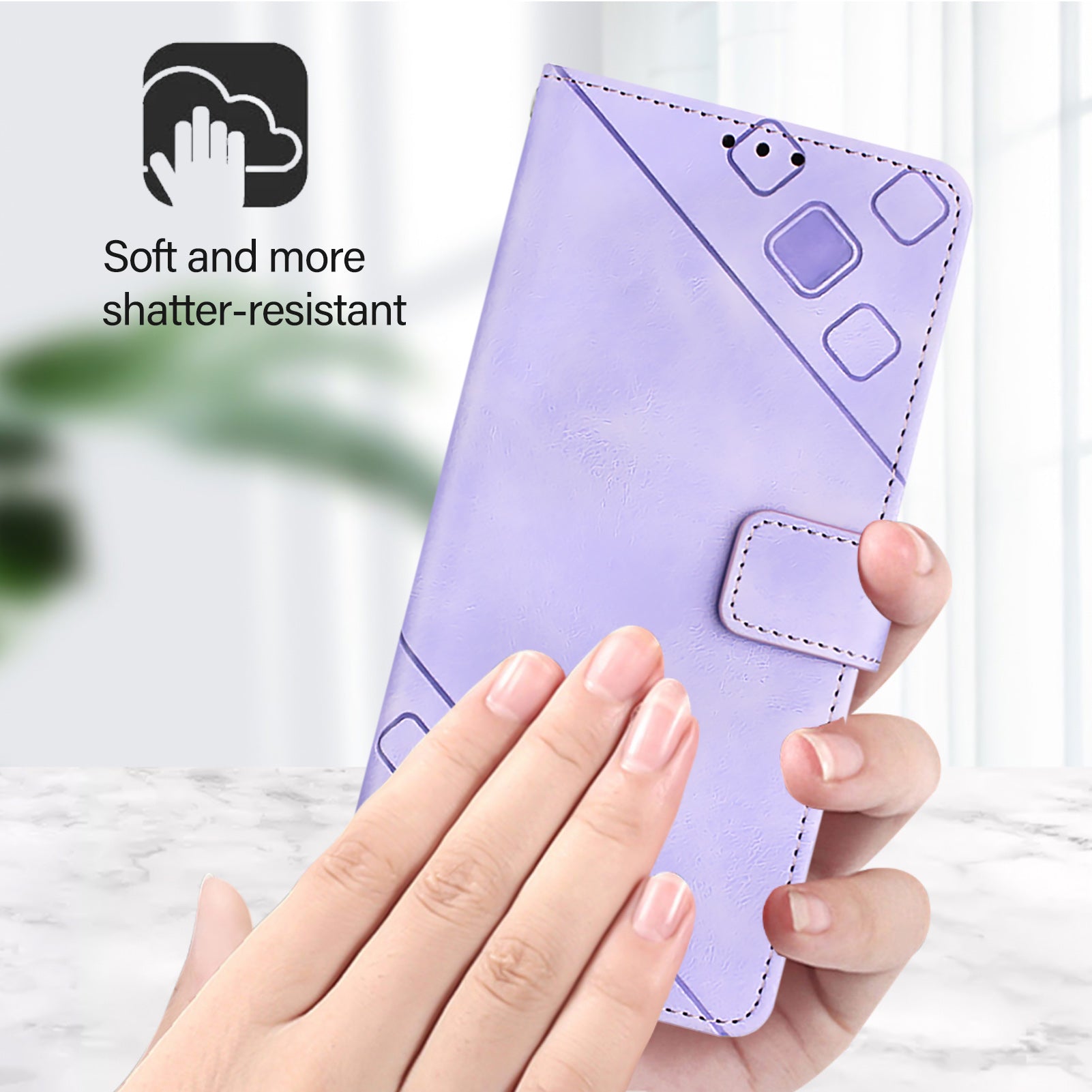 PT005 YB Imprinting Series-6 For OnePlus Nord CE4 5G Case PU Leather Skin-Touch Flip Wallet Phone Cover - Light Purple