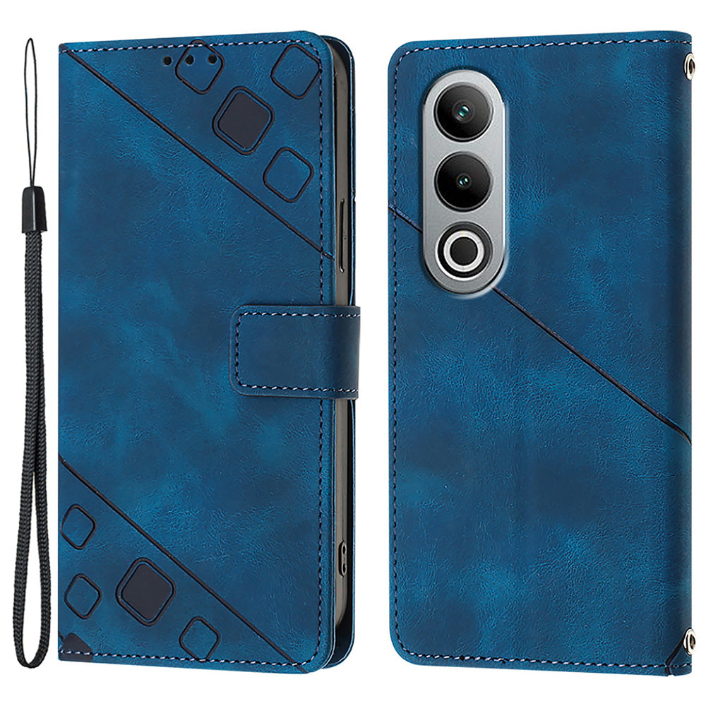 PT005 YB Imprinting Series-6 For OnePlus Nord CE4 5G Case PU Leather Skin-Touch Flip Wallet Phone Cover - Sapphire