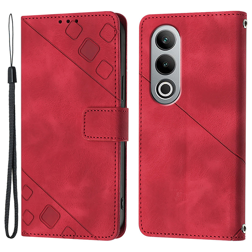 PT005 YB Imprinting Series-6 For OnePlus Nord CE4 5G Case PU Leather Skin-Touch Flip Wallet Phone Cover - Red