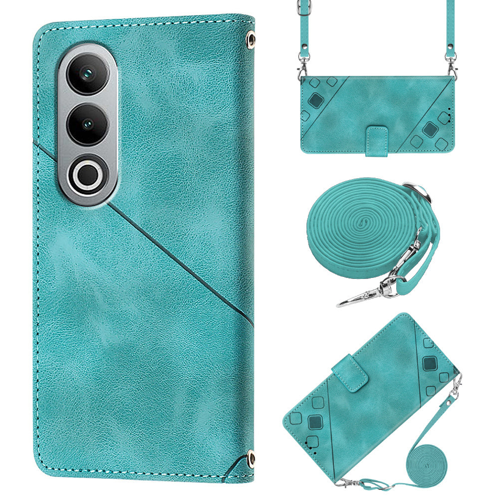 PT005 YB Imprinting Series-7 for OnePlus Nord CE4 5G Leather Wallet Phone Case with Shoulder Strap - Green