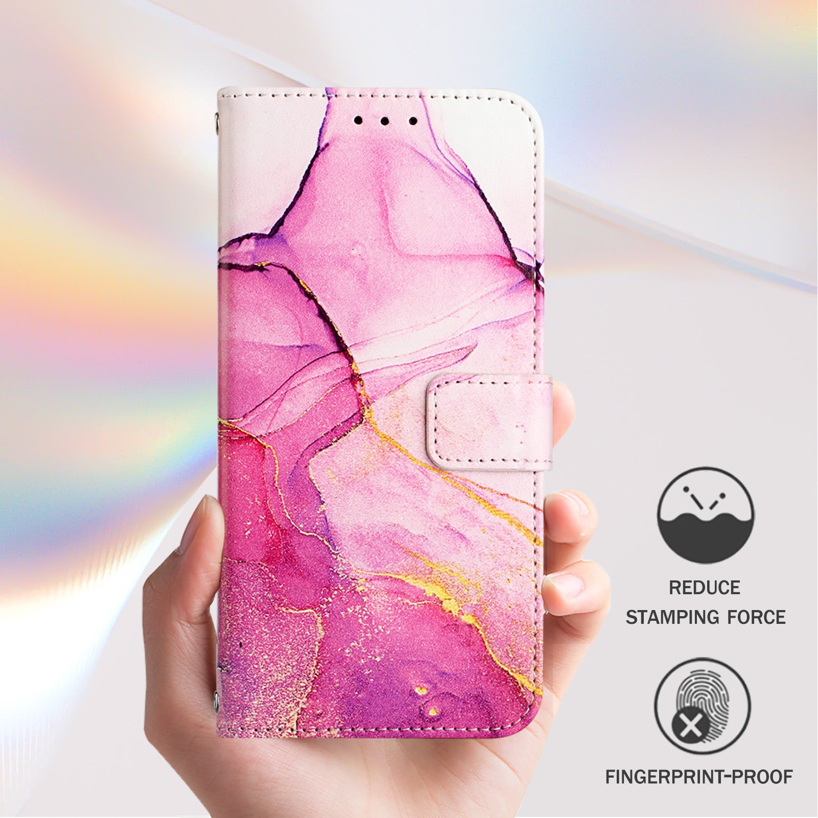 YB Pattern Printing Leather Series-6 For OnePlus Nord CE4 5G Case Stand Flip Phone Cover with Shoulder Strap - Pink  /  Purple / Gold LS001