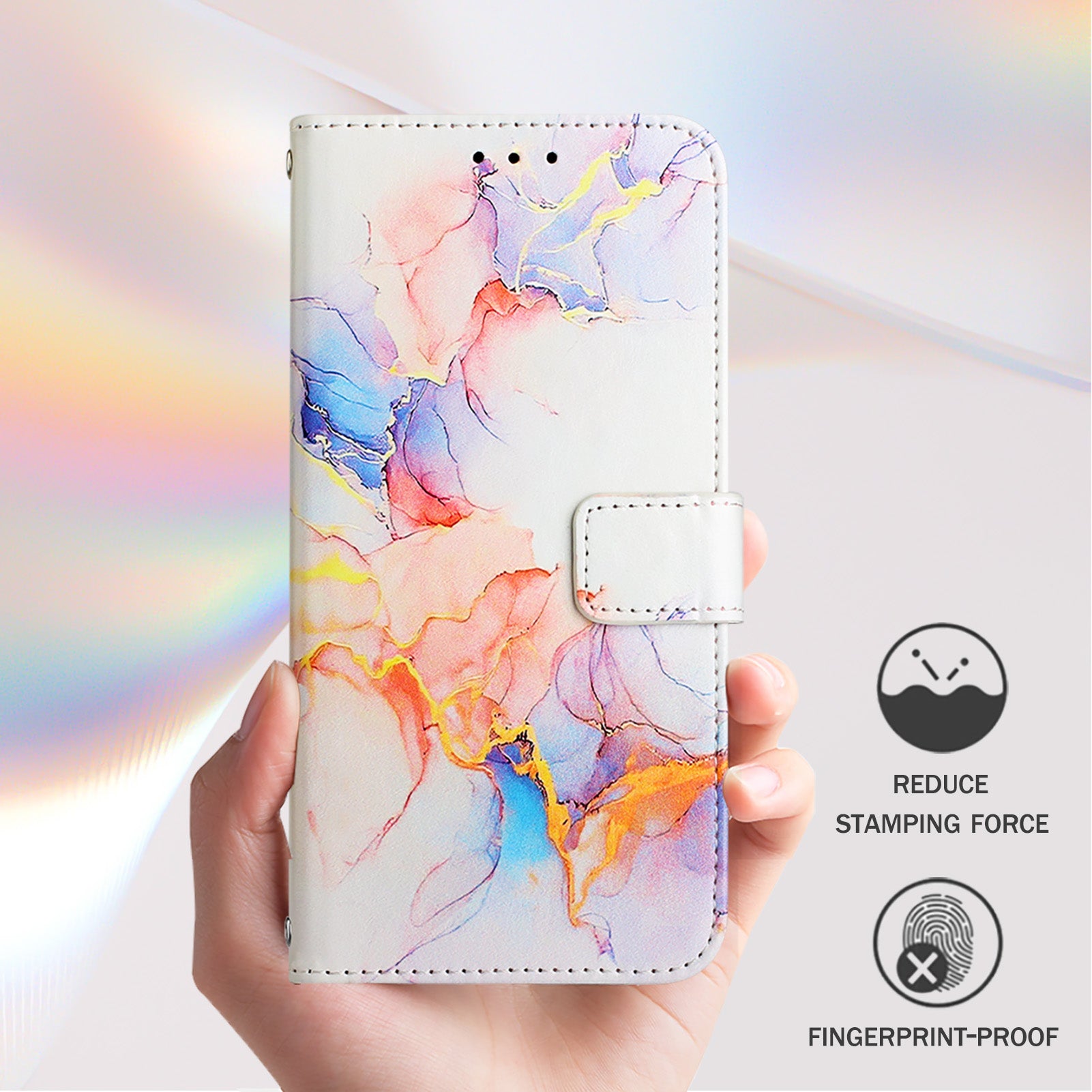 YB Pattern Printing Leather Series-6 For OnePlus Nord CE4 5G Case Stand Flip Phone Cover with Shoulder Strap - Milky Way Marble White LS004