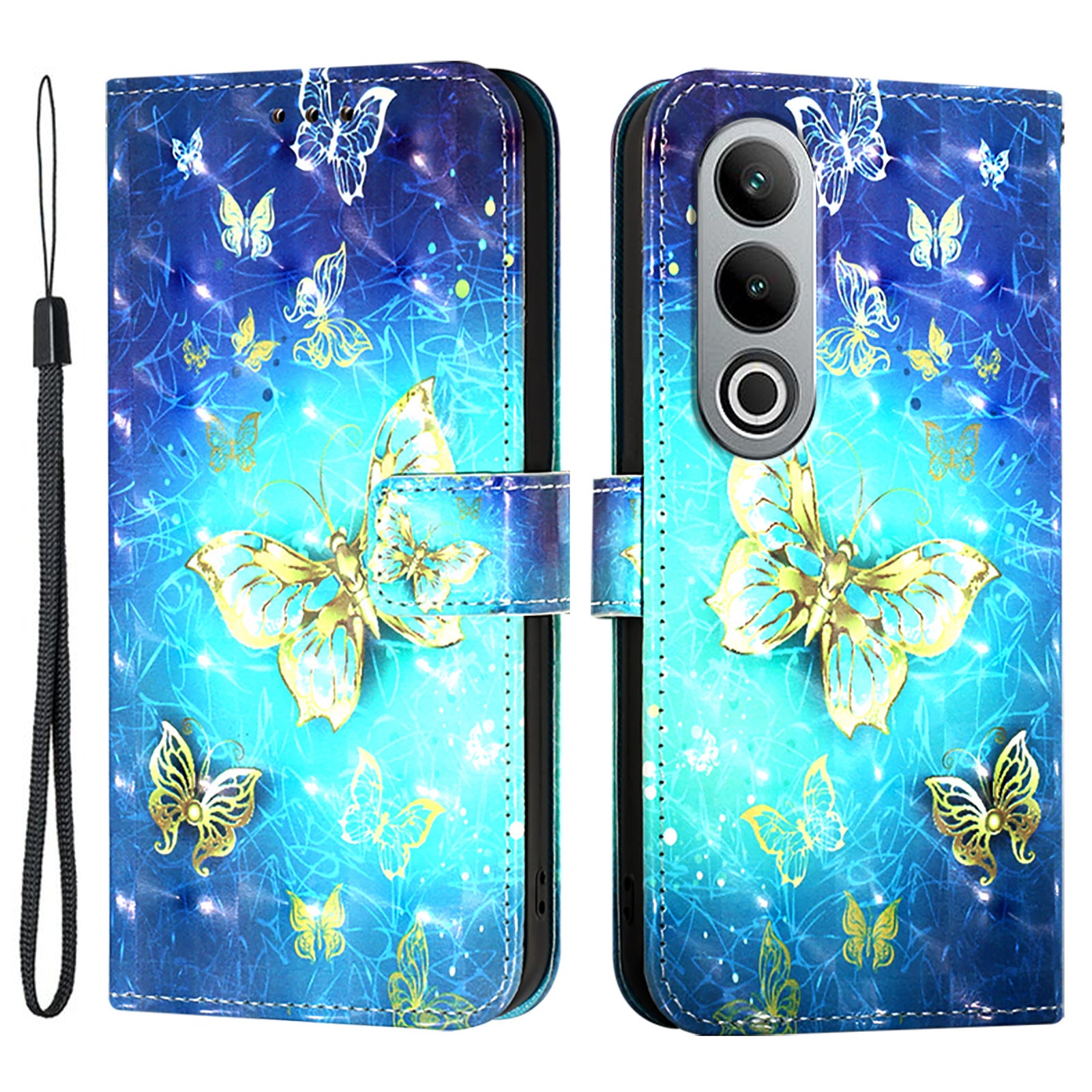 YB Pattern Printing Leather Series-2 For OnePlus Nord CE4 5G Case Protective Leather Phone Shell - Golden Butterflies