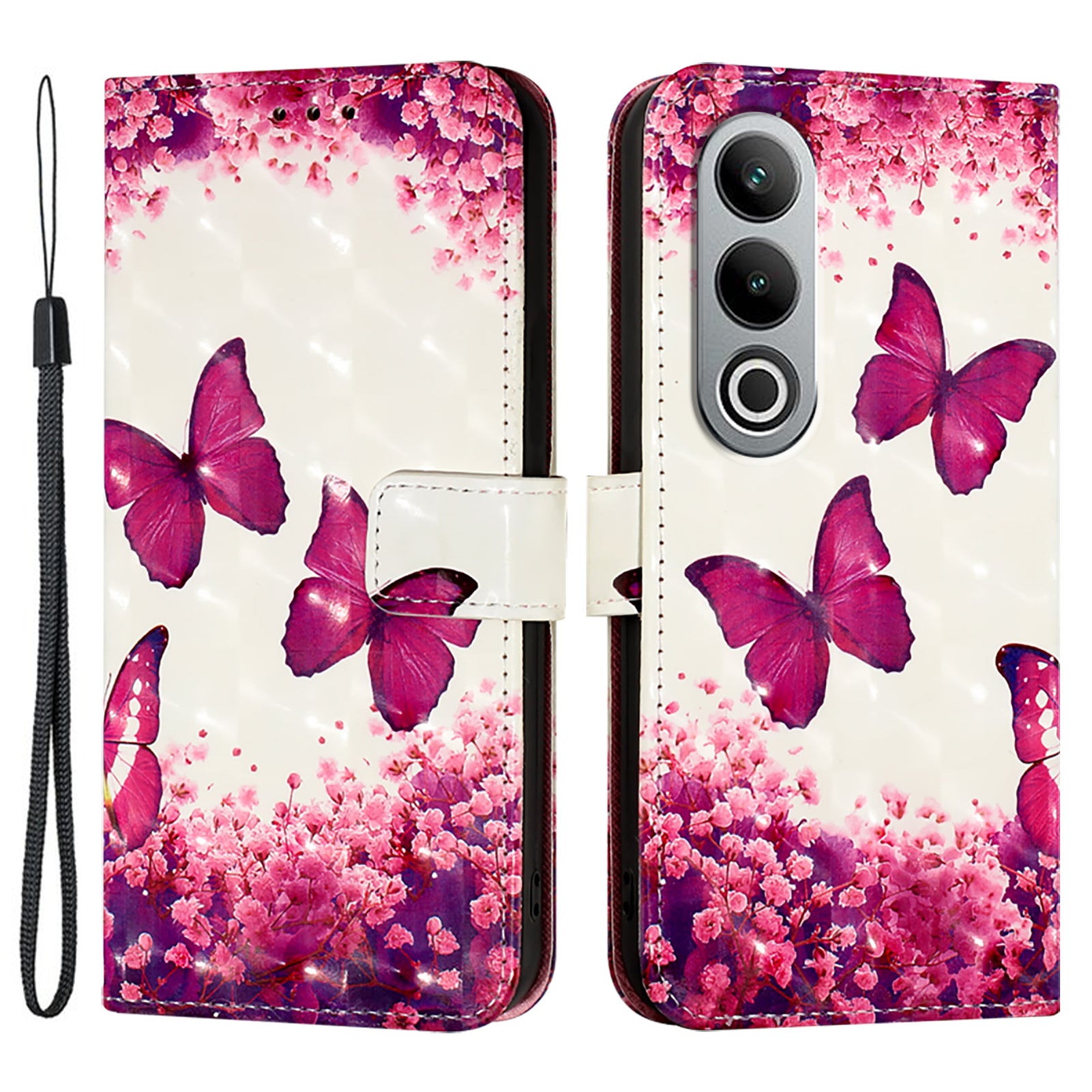 YB Pattern Printing Leather Series-2 For OnePlus Nord CE4 5G Case Protective Leather Phone Shell - Rose Butterflies