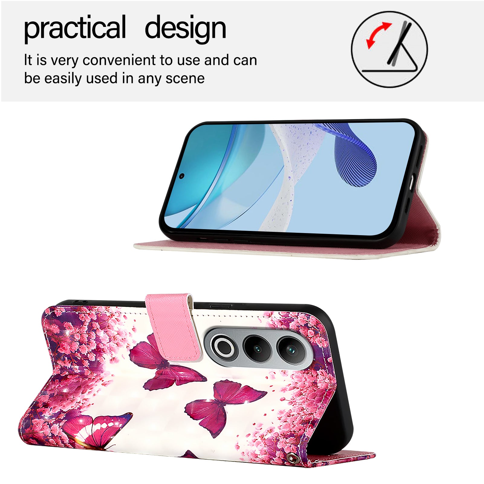 YB Pattern Printing Leather Series-2 For OnePlus Nord CE4 5G Case Protective Leather Phone Shell - Rose Butterflies