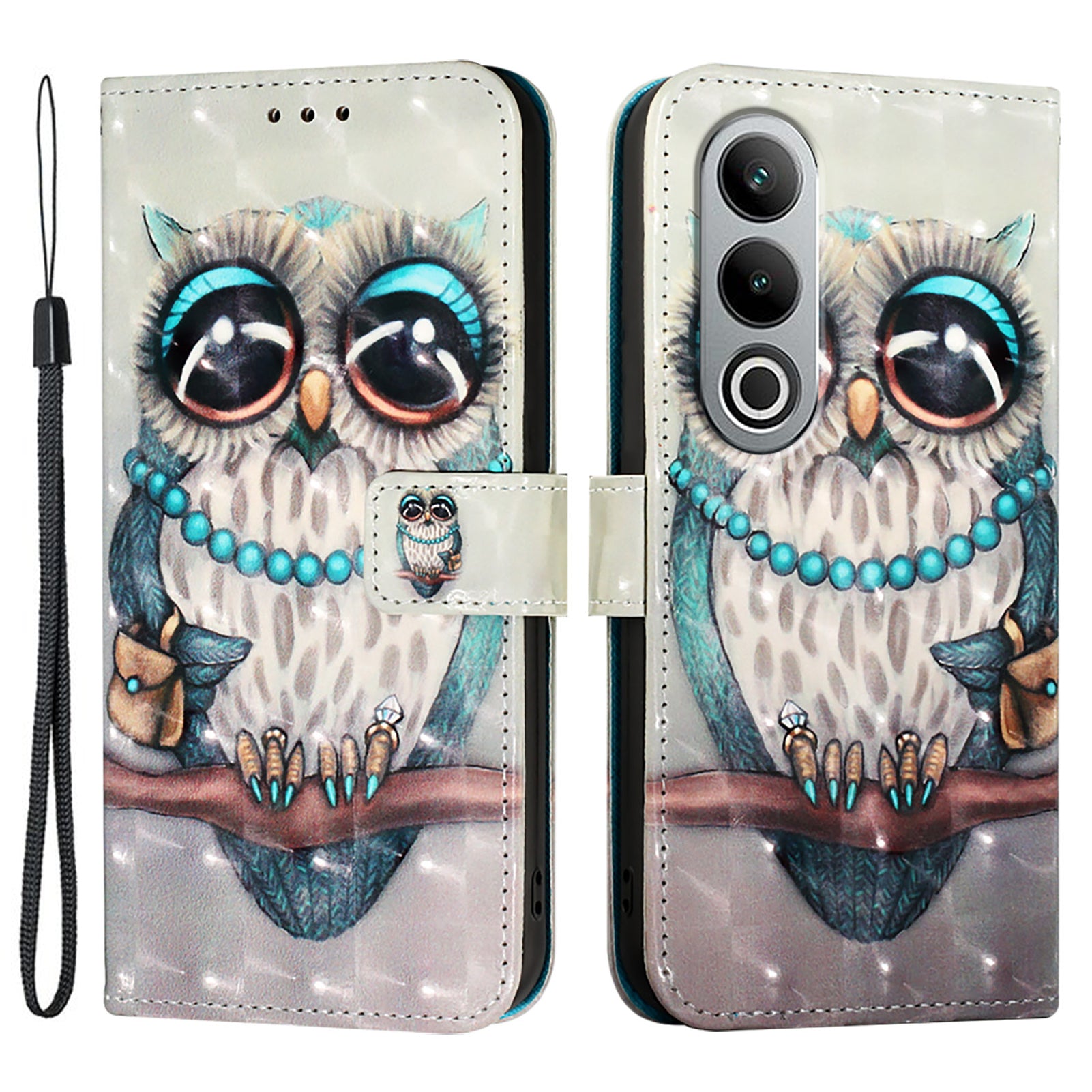 YB Pattern Printing Leather Series-2 For OnePlus Nord CE4 5G Case Protective Leather Phone Shell - Grey Owl