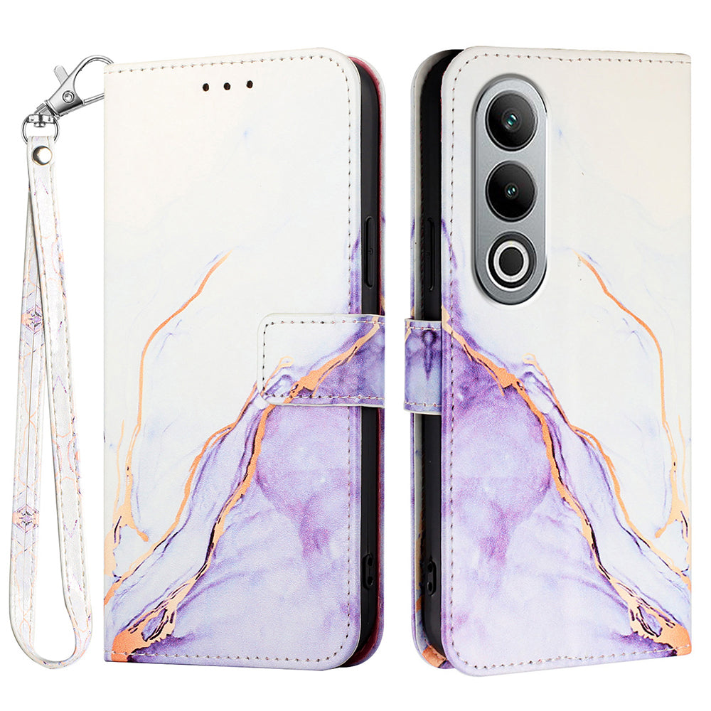 YB Pattern Printing Leather Series-5 For OnePlus Nord CE4 5G Case Wallet Stand Phone Cover - White+Purple LS006