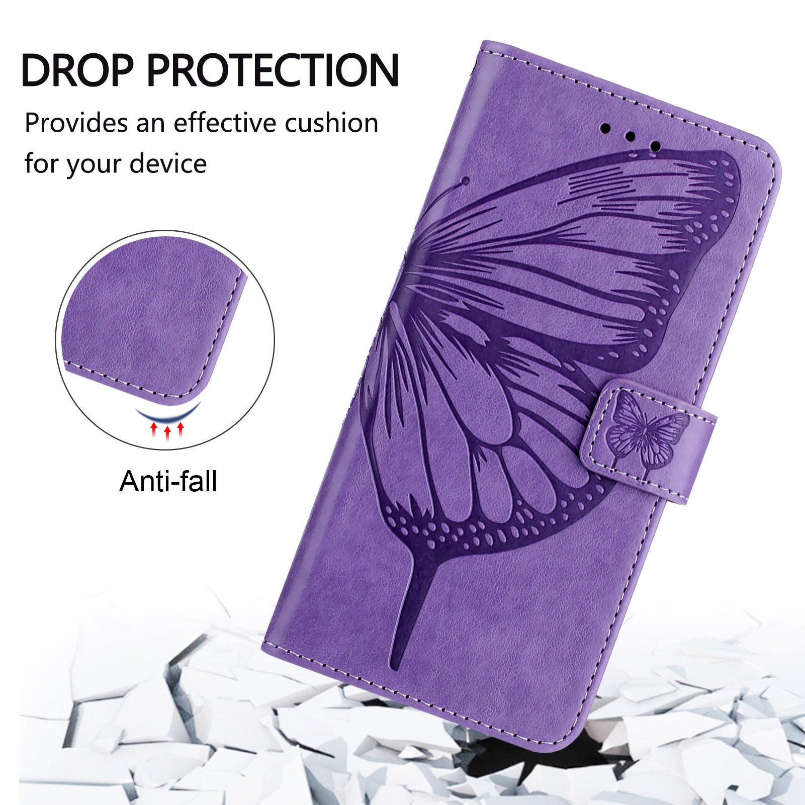 YB Imprinting Series-4 For Nothing Phone (2a) Case with Hand Strap Wallet Leather Phone Cover - Light Purple