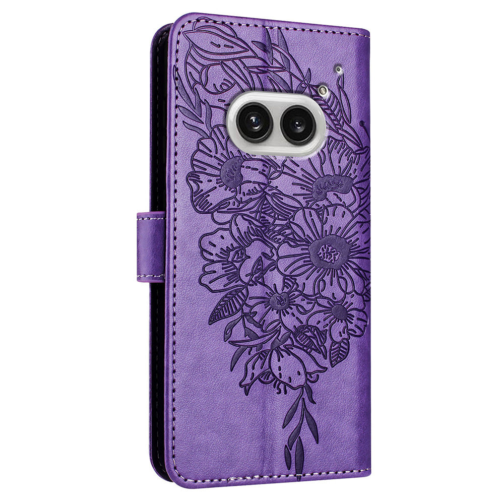 YB Imprinting Series-4 For Nothing Phone (2a) Case with Hand Strap Wallet Leather Phone Cover - Light Purple