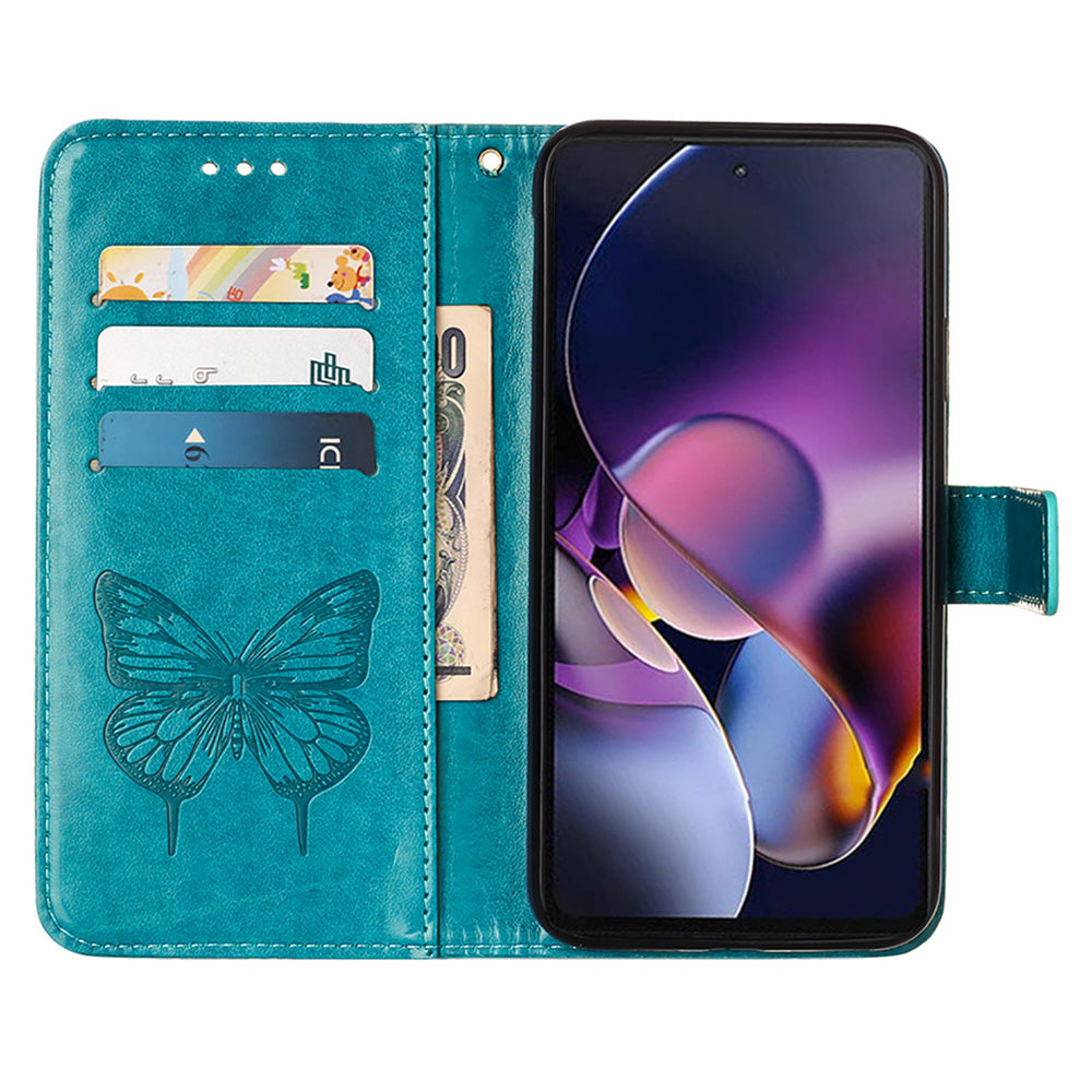 YB Imprinting Series-4 For Nothing Phone (2a) Case with Hand Strap Wallet Leather Phone Cover - Blue