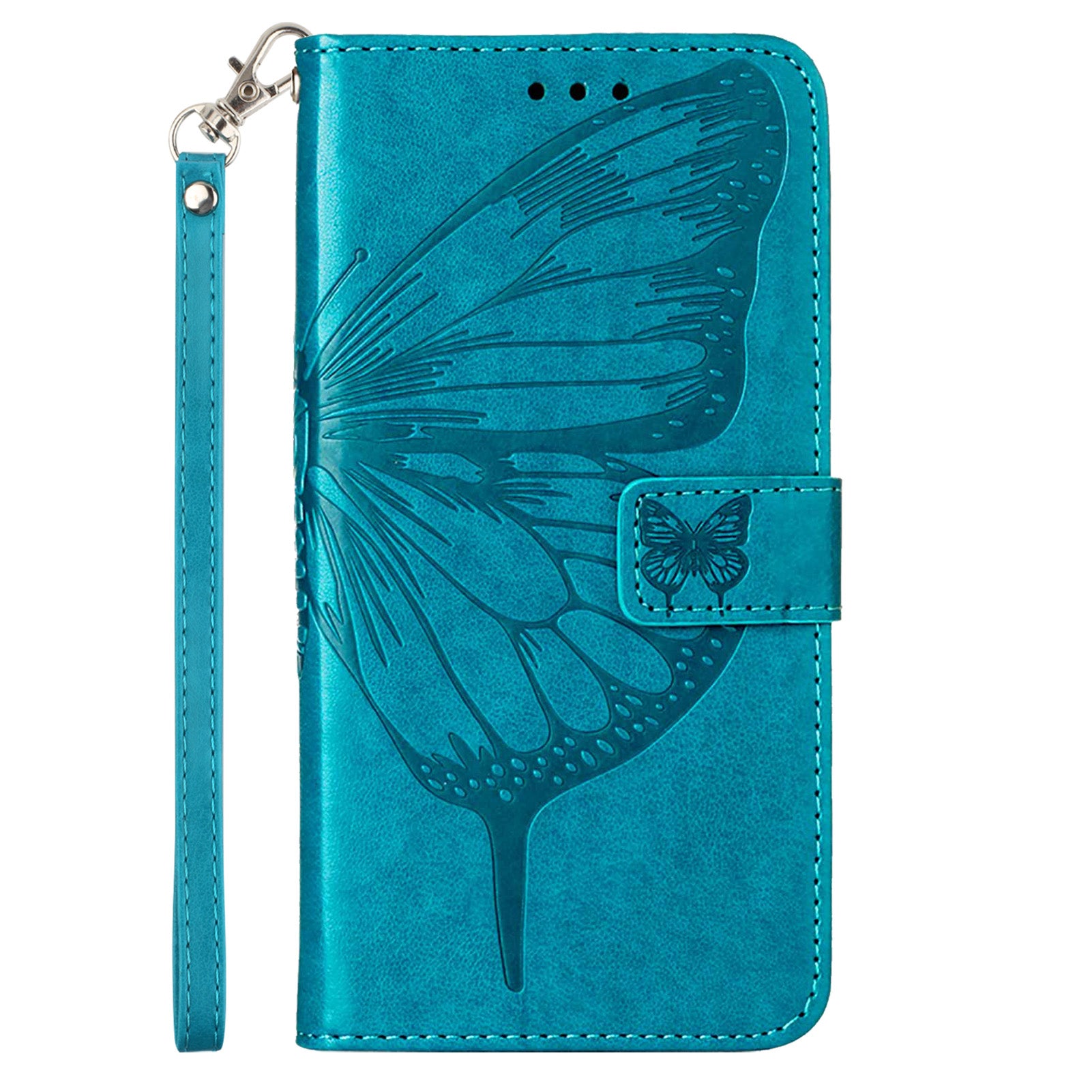 YB Imprinting Series-4 For Nothing Phone (2a) Case with Hand Strap Wallet Leather Phone Cover - Blue