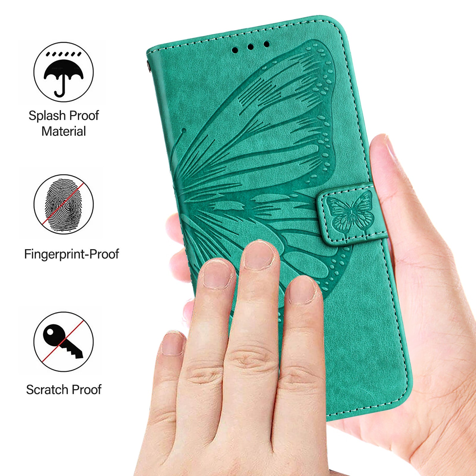 YB Imprinting Series-4 For Nothing Phone (2a) Case with Hand Strap Wallet Leather Phone Cover - Green