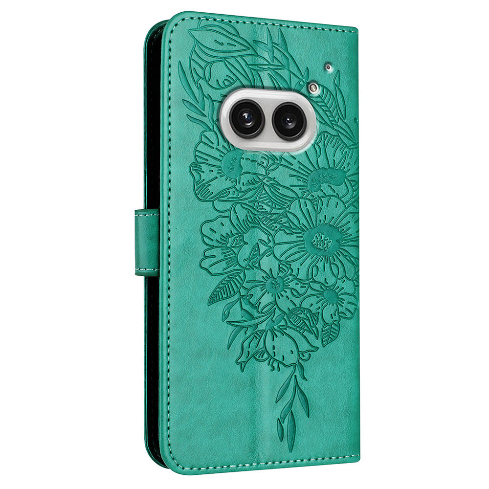 YB Imprinting Series-4 For Nothing Phone (2a) Case with Hand Strap Wallet Leather Phone Cover - Green